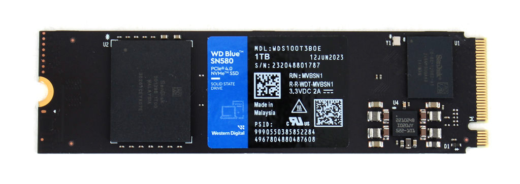 Die WD Blue SN580 kommt standardmäßig ohne Kühlkörper.