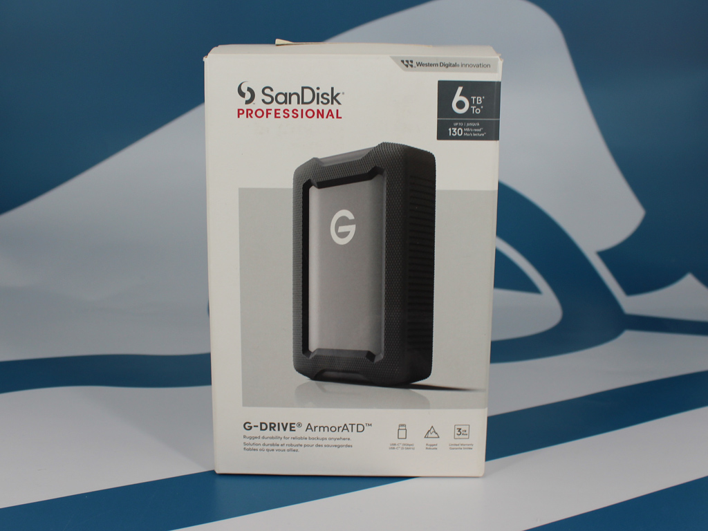 Die Verpackung des G-DRIVE ArmorATD.