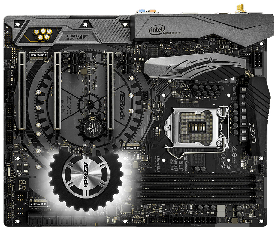 Auf dem ASRock Z370 Taichi sind jede Menge Erweiterungsmöglichkeiten vorhanden.