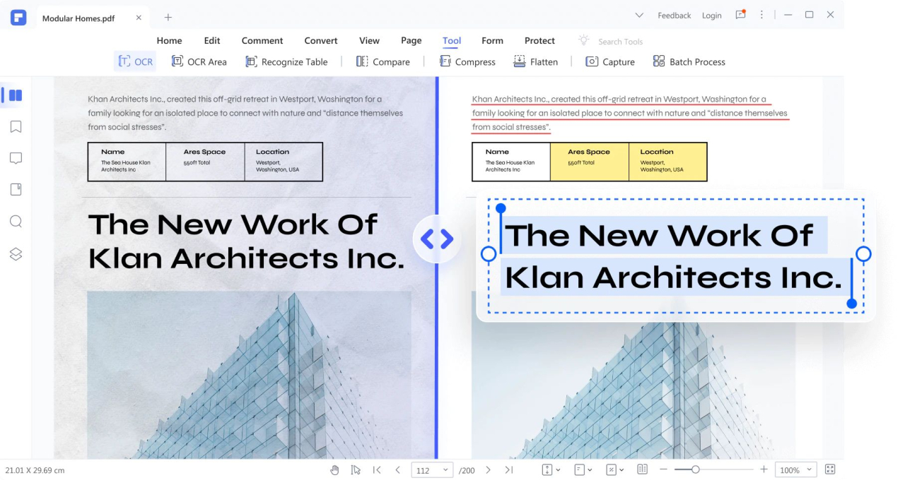 Eine Funktion von Wondershare PDFelement ist der OCR-Reader.