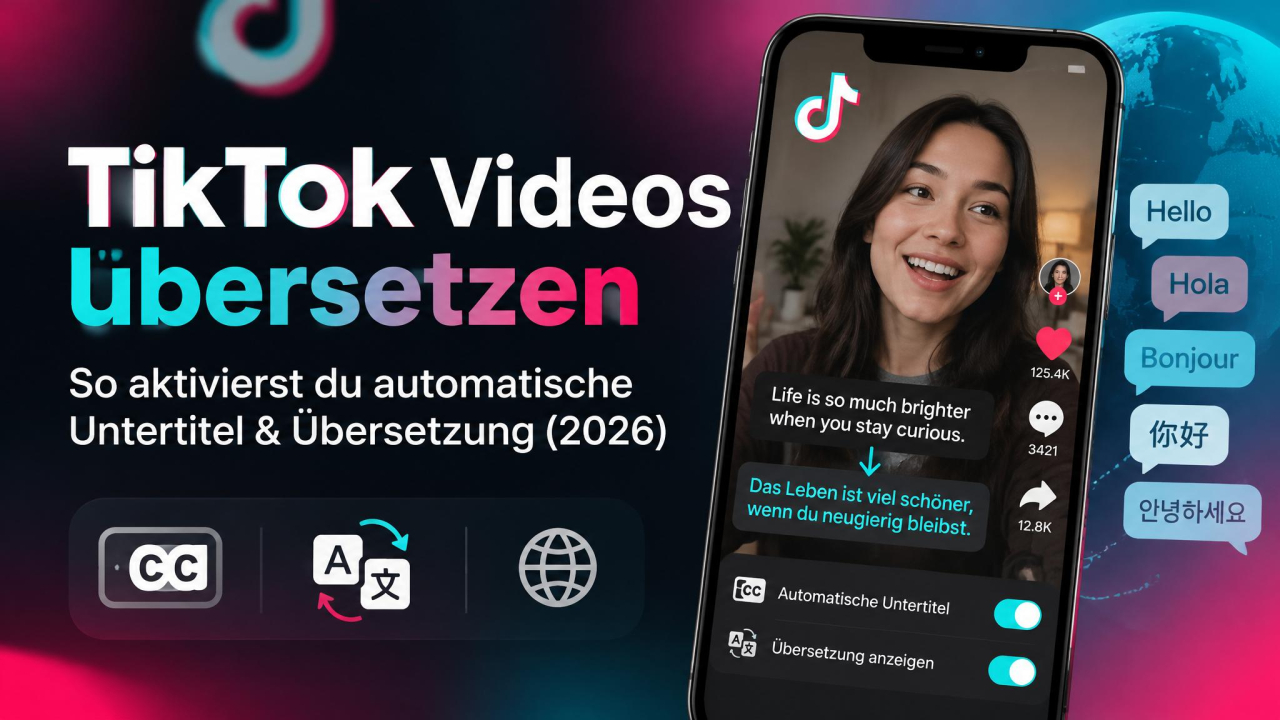 TikTok Videos übersetzen und Untertitel auf Deutsch anzeigen.